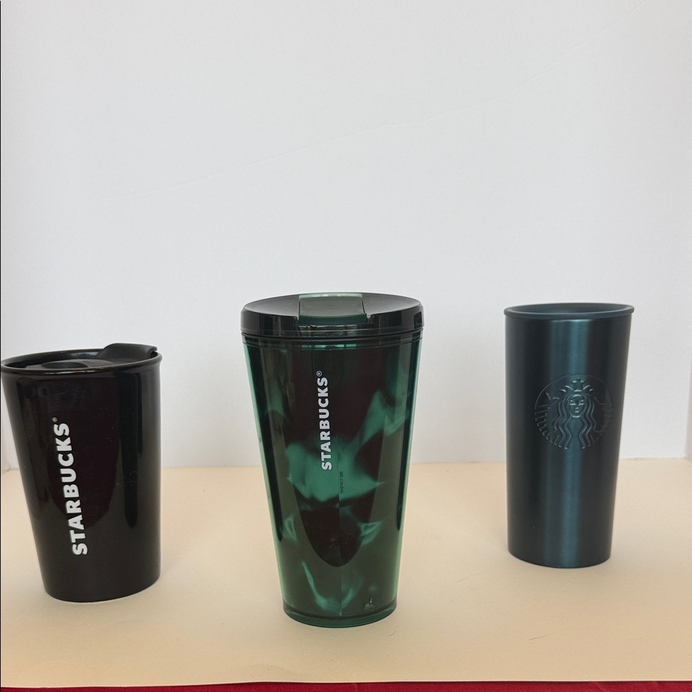 Starbucks Set of three limited hot and cold beverage cups. 8 ounce, 12 16 ounce